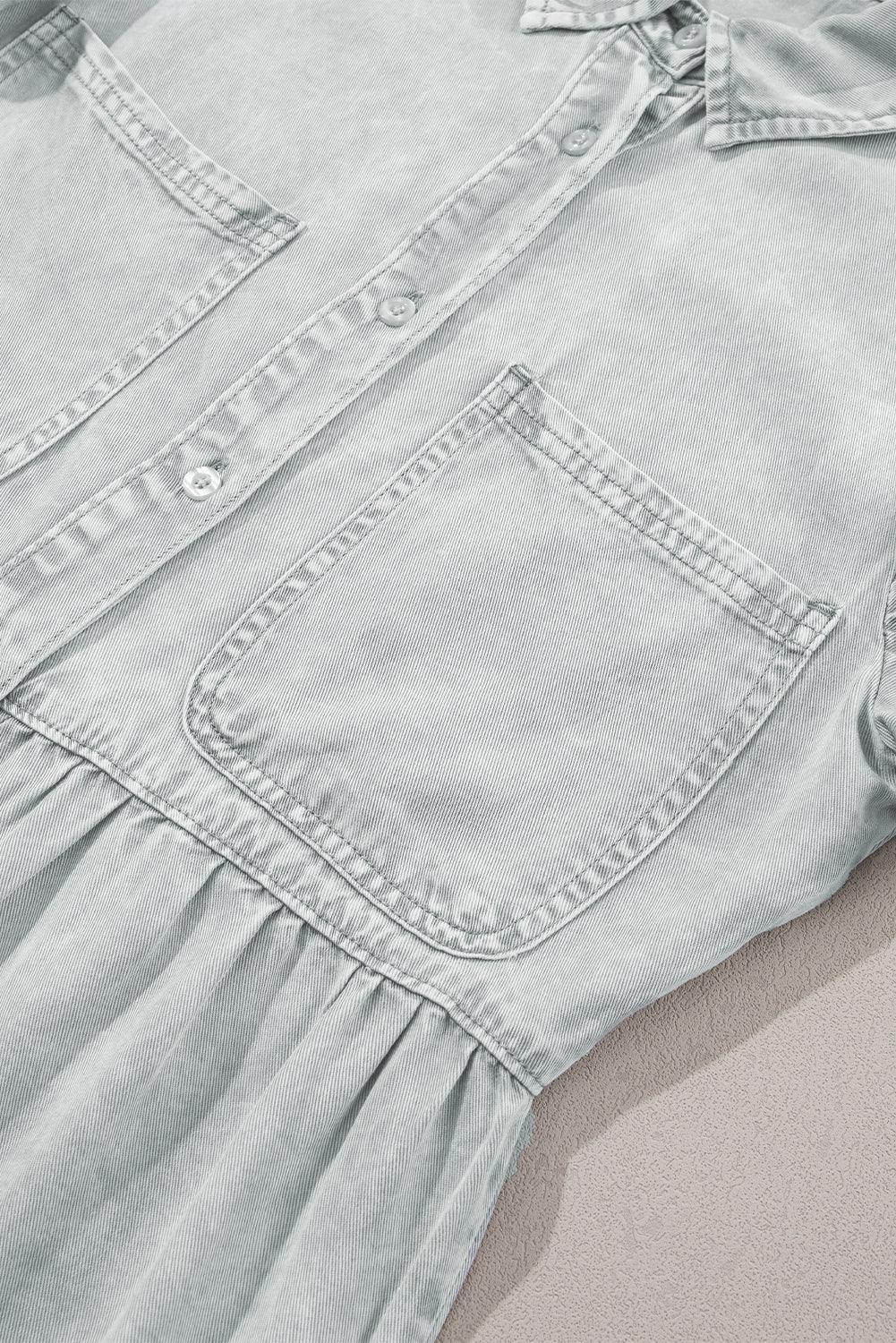 Mineraal Gewassen Spijker Jurk - Mini Dresses - Jurkjes.co