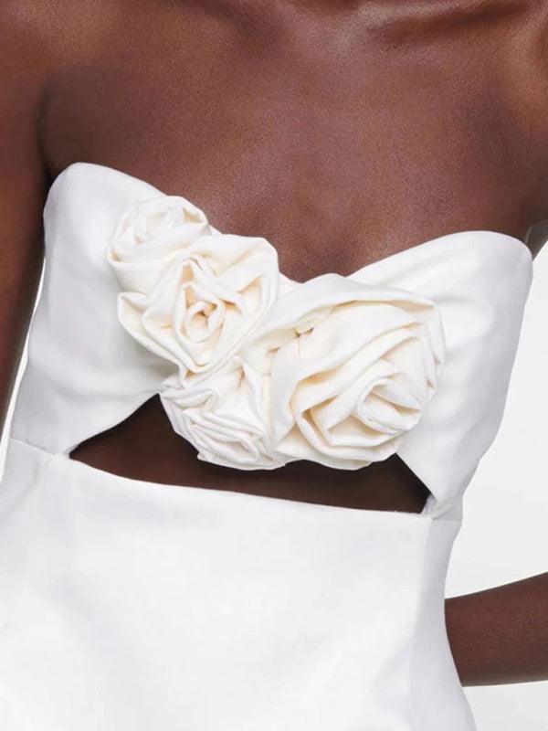 Mini Jurk met 3D Bloemen en Cut-out - Mini Dresses - Jurkjes.co