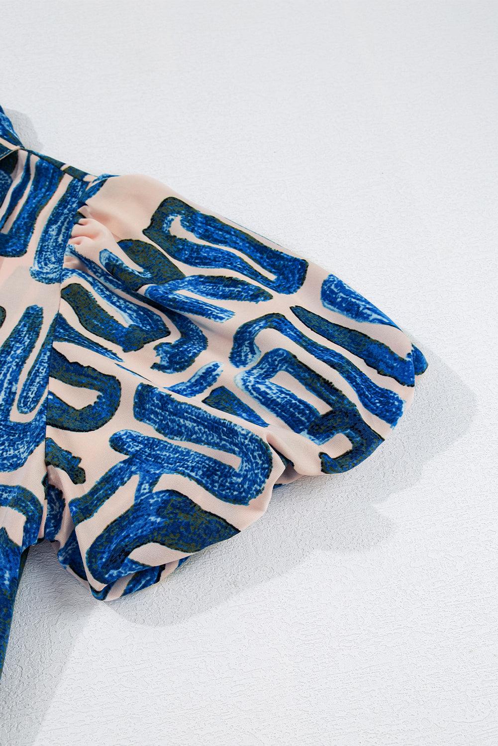 Mini Jurk met Abstracte Print en Knoopsluiting - Mini Dresses - Jurkjes.co