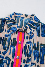 Mini Jurk met Abstracte Print en Knoopsluiting - Mini Dresses - Jurkjes.co
