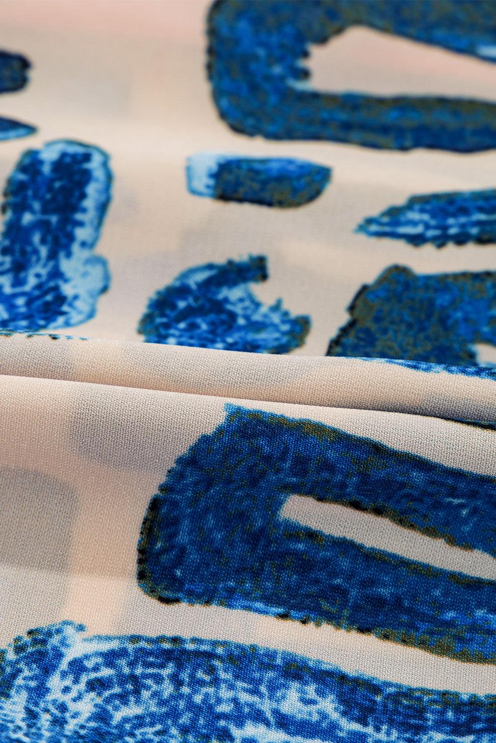 Mini Jurk met Abstracte Print en Knoopsluiting - Mini Dresses - Jurkjes.co
