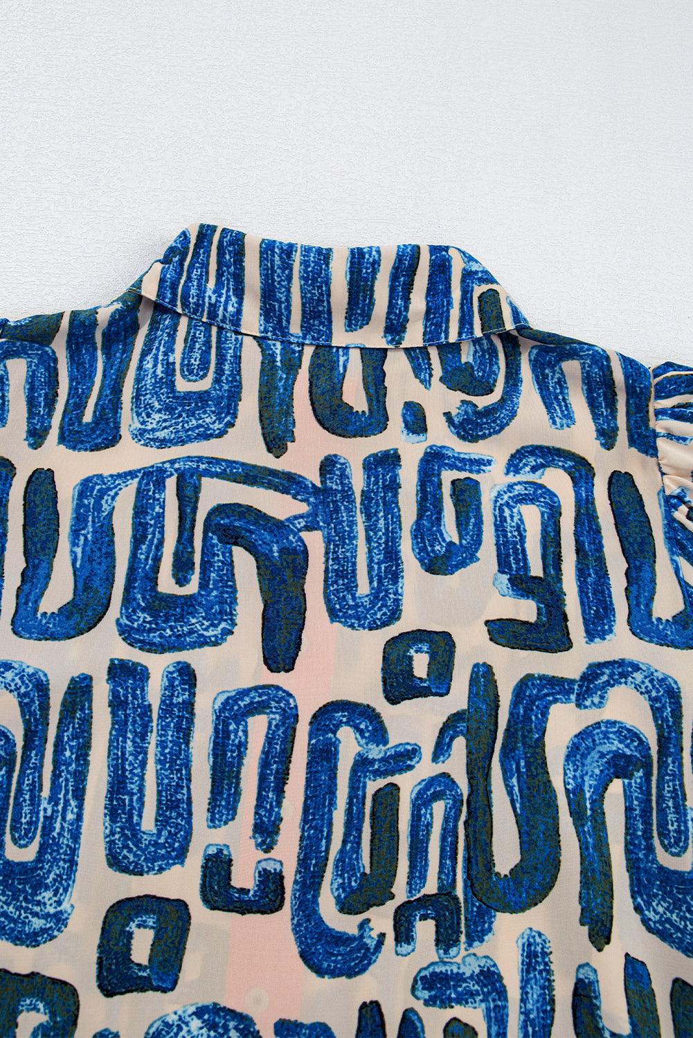 Mini Jurk met Abstracte Print en Knoopsluiting - Mini Dresses - Jurkjes.co