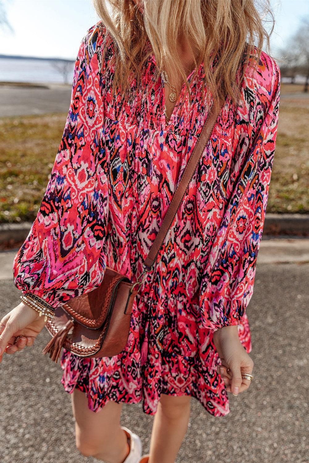 Mini Jurk met Abstracte Print - Mini Dresses - Jurkjes.co