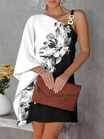 Mini Jurk met Asymmetrische Bloemenprint - Mini Dresses - Jurkjes.co