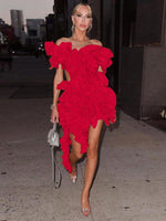 Mini Jurk met Asymmetrische Volants - Mini Dresses - Jurkjes.co