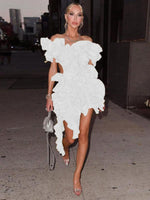 Mini Jurk met Asymmetrische Volants - Mini Dresses - Jurkjes.co