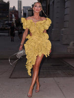 Mini Jurk met Asymmetrische Volants - Mini Dresses - Jurkjes.co