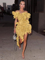 Mini Jurk met Asymmetrische Volants - Mini Dresses - Jurkjes.co