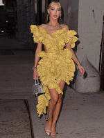 Mini Jurk met Asymmetrische Volants - Mini Dresses - Jurkjes.co