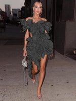 Mini Jurk met Asymmetrische Volants - Mini Dresses - Jurkjes.co