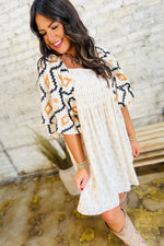 Mini Jurk met Azteekse Print en Plissé - Mini Dresses - Jurkjes.co