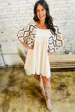 Mini Jurk met Azteekse Print en Plissé - Mini Dresses - Jurkjes.co