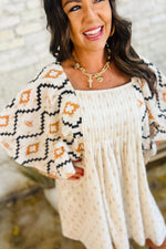 Mini Jurk met Azteekse Print en Plissé - Mini Dresses - Jurkjes.co