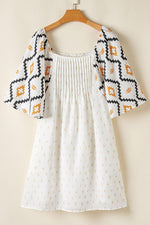 Mini Jurk met Azteekse Print en Plissé - Mini Dresses - Jurkjes.co
