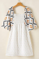 Mini Jurk met Azteekse Print en Plissé - Mini Dresses - Jurkjes.co