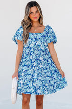 Mini Jurk met Bloemenpatroon en Puff Mouwen - Floral Dresses - Jurkjes.co