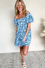 Mini Jurk met Bloemenpatroon en Puff Mouwen - Floral Dresses - Jurkjes.co