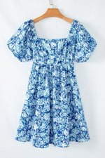 Mini Jurk met Bloemenpatroon en Puff Mouwen - Floral Dresses - Jurkjes.co