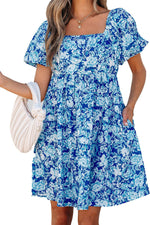 Mini Jurk met Bloemenpatroon en Puff Mouwen - Floral Dresses - Jurkjes.co