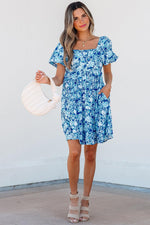 Mini Jurk met Bloemenpatroon en Puff Mouwen - Floral Dresses - Jurkjes.co