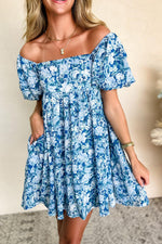 Mini Jurk met Bloemenpatroon en Puff Mouwen - Floral Dresses - Jurkjes.co