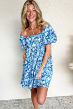 Mini Jurk met Bloemenpatroon en Puff Mouwen - Floral Dresses - Jurkjes.co