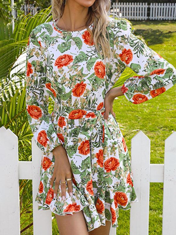 Mini Jurk met Bloemenprint en Ceintuur - Group4 - Jurkjes.co