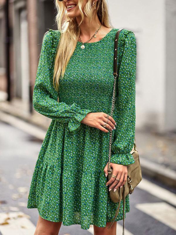 Mini Jurk met Bloemenprint en Elastische Taille - Mini Dresses - Jurkjes.co