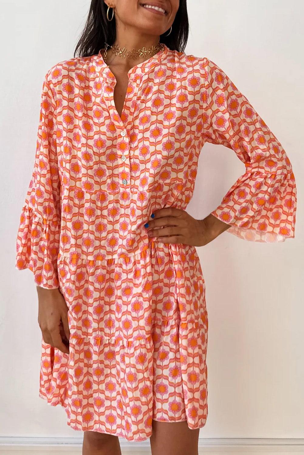 Mini Jurk met Bloemenprint en Flounce Mouwen - Floral Dresses - Jurkjes.co