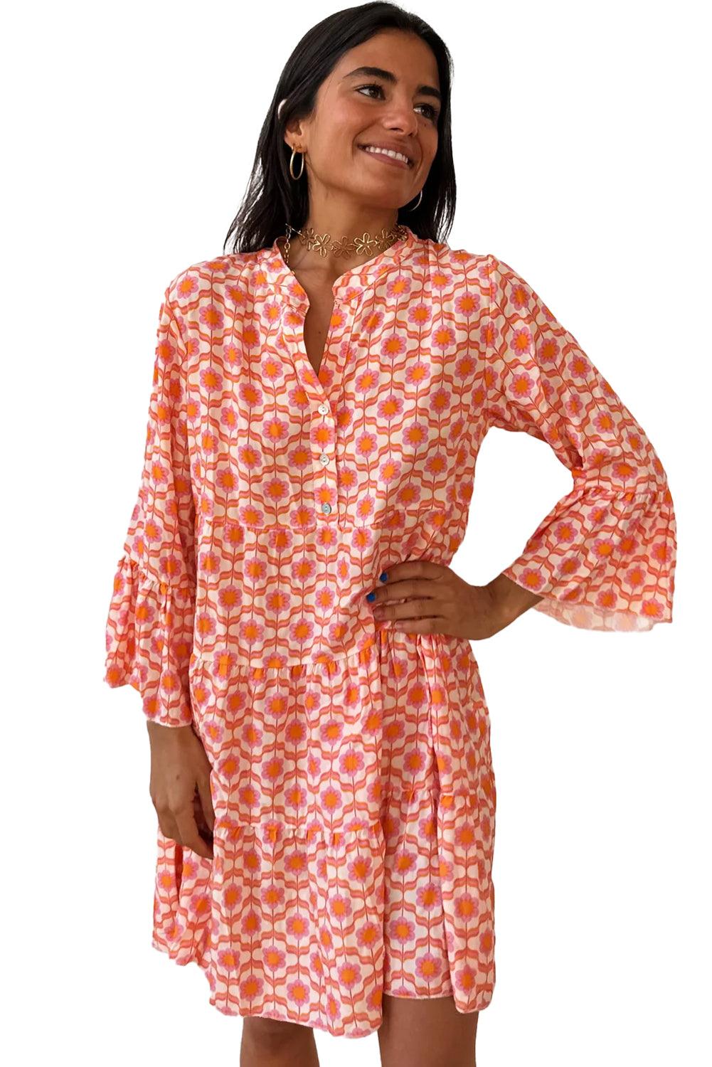 Mini Jurk met Bloemenprint en Flounce Mouwen - Floral Dresses - Jurkjes.co
