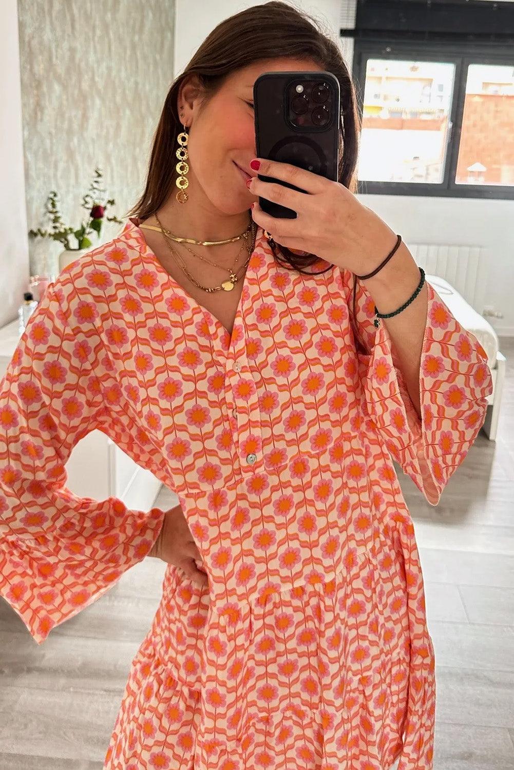 Mini Jurk met Bloemenprint en Flounce Mouwen - Floral Dresses - Jurkjes.co