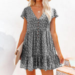 Mini Jurk met Bloemenprint en Knoopjes - Dresses - Jurkjes.co