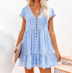 Mini Jurk met Bloemenprint en Knoopjes - Dresses - Jurkjes.co