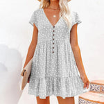 Mini Jurk met Bloemenprint en Knoopjes - Dresses - Jurkjes.co