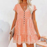 Mini Jurk met Bloemenprint en Knoopjes - Dresses - Jurkjes.co