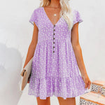 Mini Jurk met Bloemenprint en Knoopjes - Dresses - Jurkjes.co