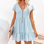 Mini Jurk met Bloemenprint en Knoopjes - Dresses - Jurkjes.co