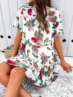 Mini Jurk met Bloemenprint en Korte Mouwen - Mini Dresses - Jurkjes.co