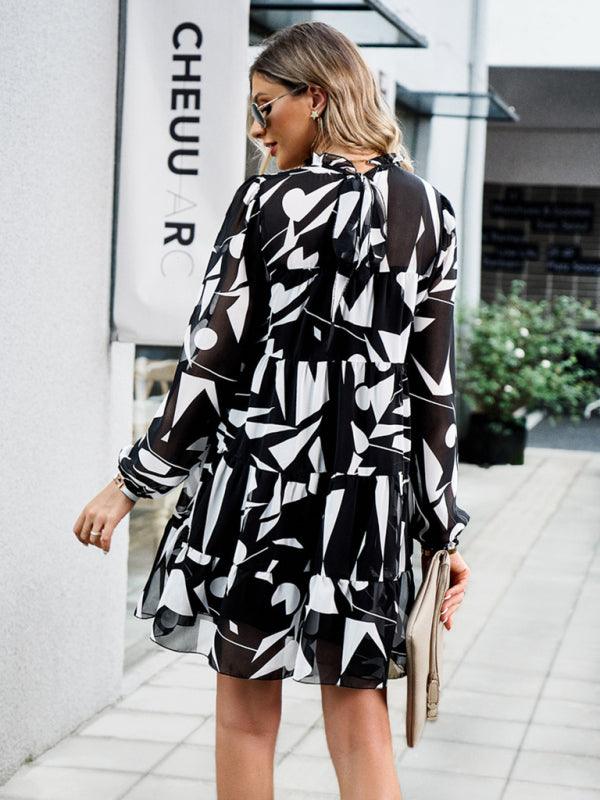 Mini Jurk met Bloemenprint en Lange Mouwen - Mini Dresses - Jurkjes.co