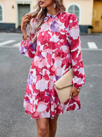 Mini Jurk met Bloemenprint en Lange Mouwen - Mini Dresses - Jurkjes.co