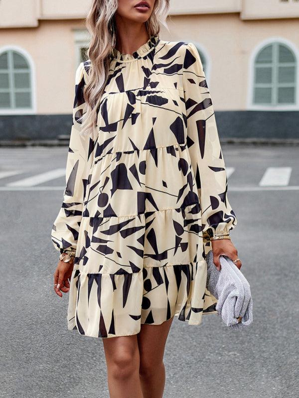 Mini Jurk met Bloemenprint en Lange Mouwen - Mini Dresses - Jurkjes.co