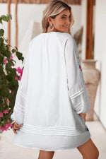 Mini Jurk met Bloemenprint en Plooien - Mini Dresses - Jurkjes.co