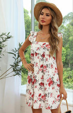 Mini Jurk met Bloemenprint en Rimpelbandjes - Mini Dresses - Jurkjes.co