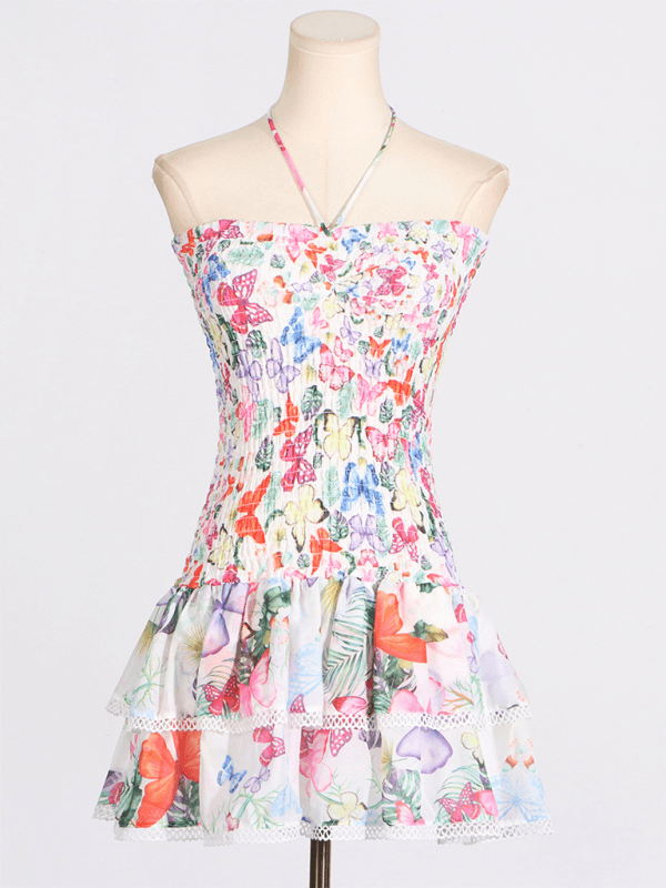 Mini Jurk met Bloemenprint en Rimpelrok - Mini Dresses - Jurkjes.co