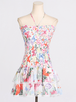 Mini Jurk met Bloemenprint en Rimpelrok - Mini Dresses - Jurkjes.co