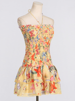 Mini Jurk met Bloemenprint en Rimpelrok - Mini Dresses - Jurkjes.co