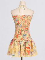 Mini Jurk met Bloemenprint en Rimpelrok - Mini Dresses - Jurkjes.co