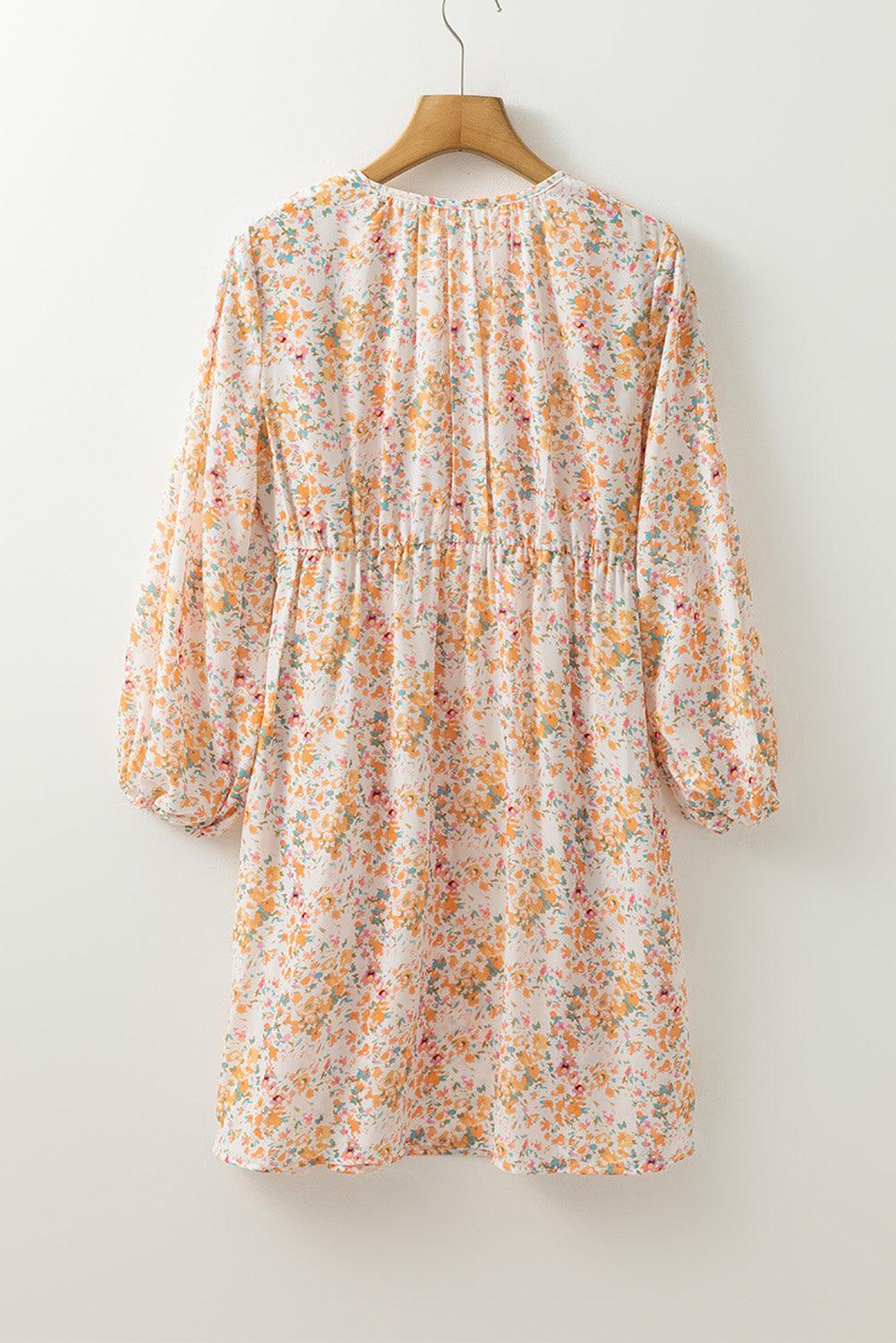 Mini Jurk met Bloemenprint en Ruches - Floral Dresses - Jurkjes.co