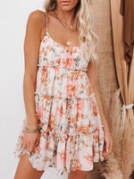 Mini Jurk met Bloemenprint en Spaghetti Bandjes - Mini Dresses - Jurkjes.co