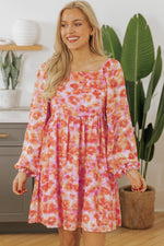 Mini Jurk met Bloemenprint en Vierkante Halslijn - Floral Dresses - Jurkjes.co